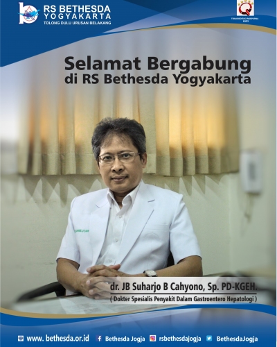 Selamat bergabung di RS Bethesda Yogyakarta - dr. JB Suharjo B Cahyono, Sp.PD-KGEH ( dokter  Spesialis Penyakit Dalam Gastroentero Hepatologi).