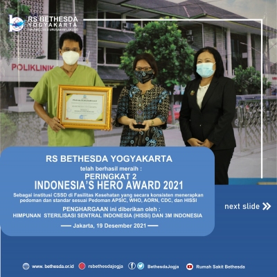 RS Bethesda Yogyakarta telah berhasil meraih PERINGKAT 2 INDONESIA'S HERO AWARD 2021.