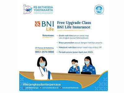 Pengguna Asuransi BNI Life di RS Bethesda Yogyakarta , saat ini tersedia layanan Free Upgrade Class BNI Life Insurance