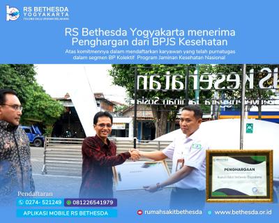 RS Bethesda Yogyakarta mendapatkan penghargaanmdari BPJS Kesehatan sebagai Rumah Sakit dengan komitmen mendaftarkan karyawan purnatugas dalam segmen BP kolektif Program Jaminan Kesehatan Nasional