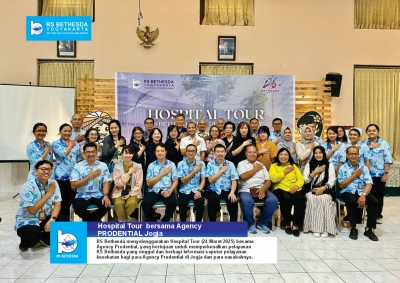 RS Bethesda  menyelenggarakan Hospital Tour bersama Agency Prudential, untuk memperkenalkan pelayanan RS Bethesda yang unggul dan berbagi informasi pelayanan kesehatan bagi para Agency Prudential di Jogja dan para nasabahnya.