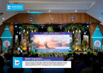 Suasana Penuh Syukur dan Semangat di HUT ke-126 RS Bethesda Yogyakarta  Pada hari Selasa, 20 Mei 2025, Auditorium RS Bethesda Yogyakarta disulap menjadi panggung kemegahan yang sarat makna dalam rangkaian acara Ibadah dan Perayaan HUT ke-126 dengan tema &
