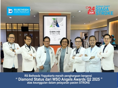 RS Bethesda Jogja kembali menorehkan prestasi internasional!   meraih penghargaan bergengsi “Diamond Status dari WSO Angels Awards Q3 2025” atas keunggulan dalam pelayalanan pasien Stroke