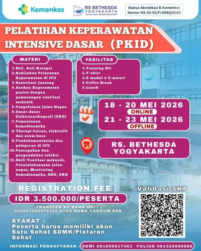 RS Bethesda Yogyakarta menyelenggarakan Pelatihan Keperawatan Intensive Dasar (PKID)