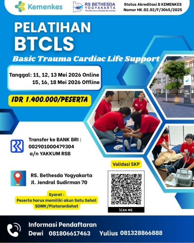 BTCLS Training at RS Bethesda Yogyakarta is back for healthcare professionals who want to enhance their competence in emergency management quickly and accurately.
