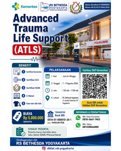 Tingkatkan kompetensi penanganan trauma Anda bersama Advanced Trauma Life Support (ATLS) di RS Bethesda Yogyakarta!